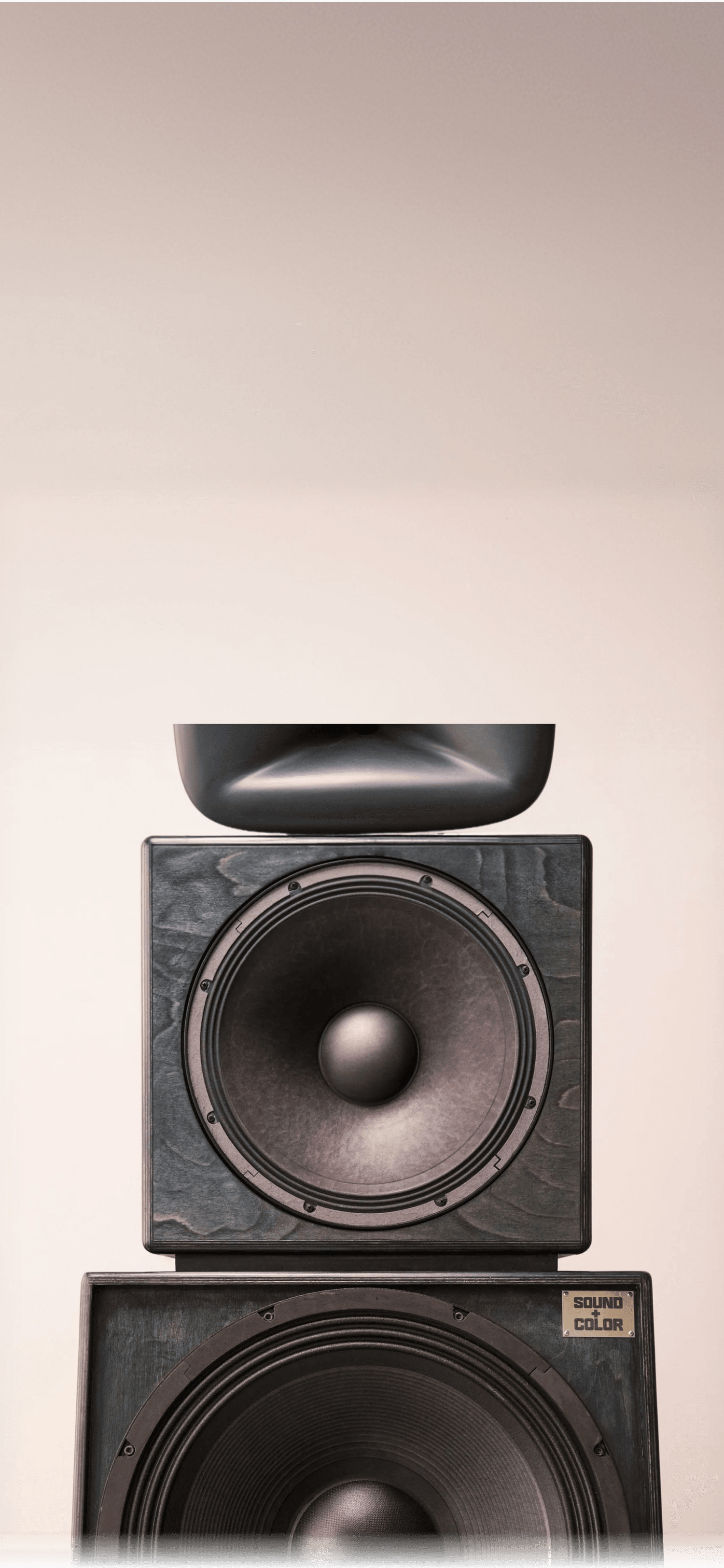 Sound + Color Berlin stack — Rx-Shape horn over midbass and dual subwoofers