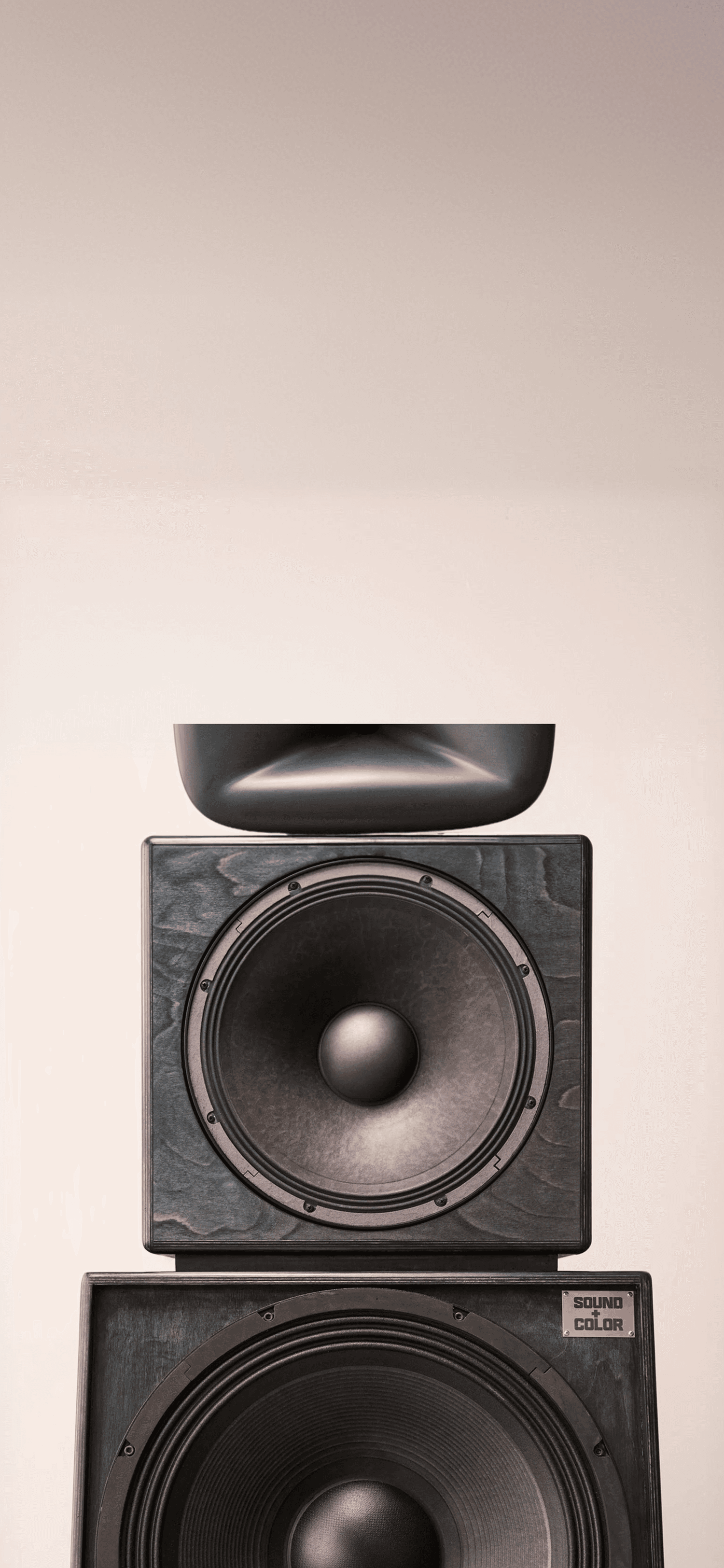 Sound + Color Berlin stack — Rx-Shape horn over midbass and dual subwoofers