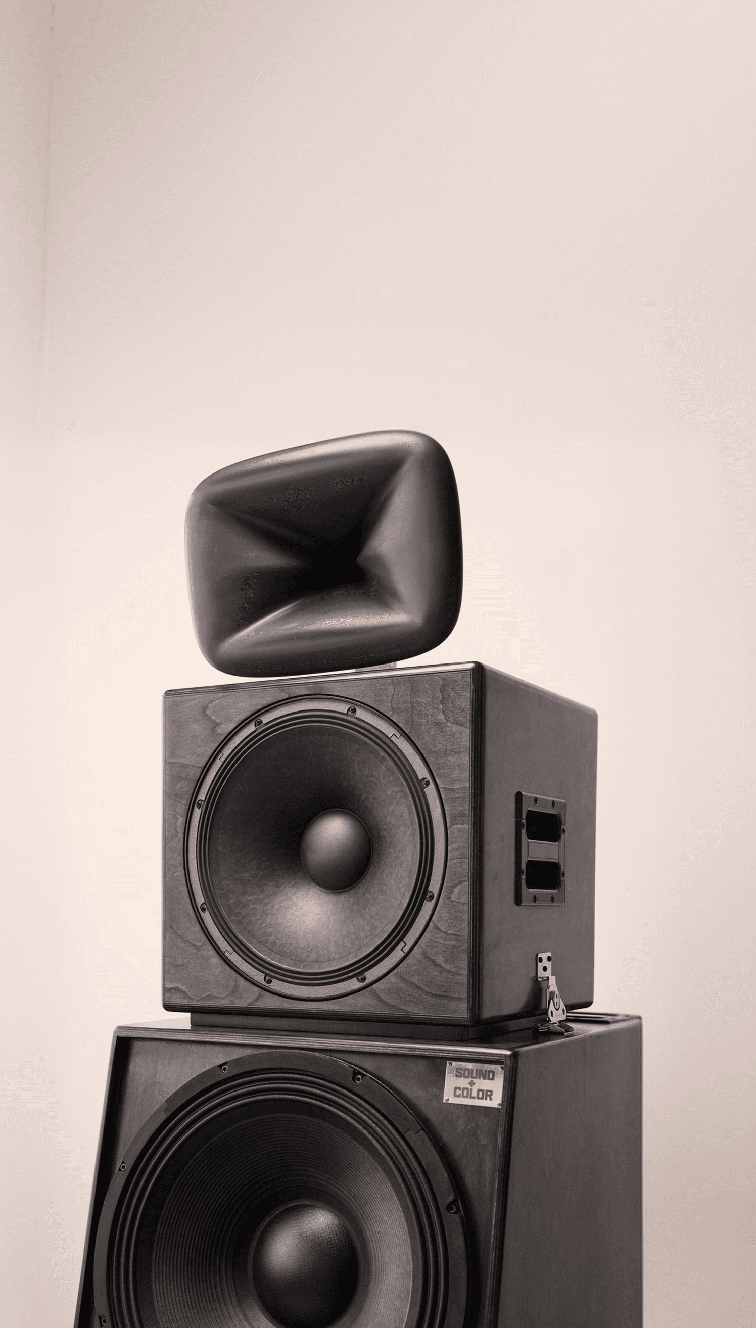 Sound + Color Berlin stack — Rx-Shape horn over midbass and subwoofer