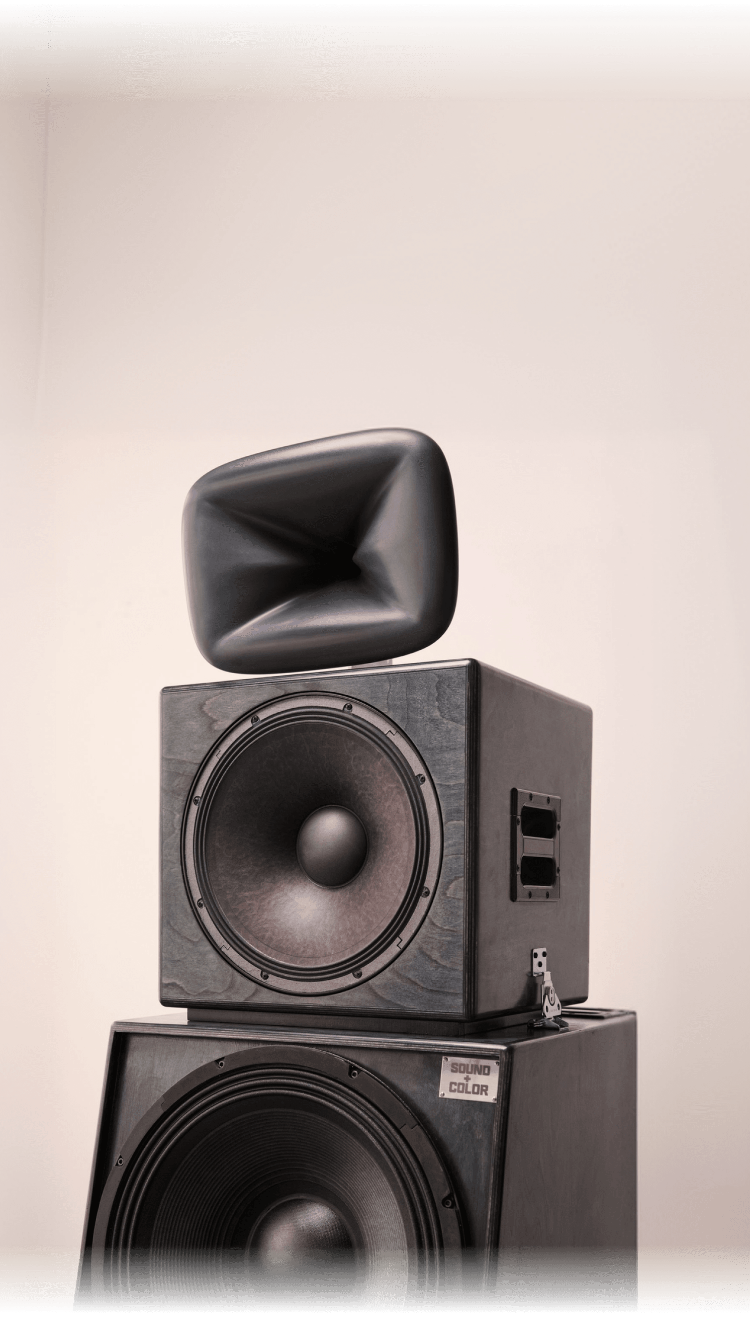 Sound + Color Berlin stack — Rx-Shape horn over midbass and subwoofer